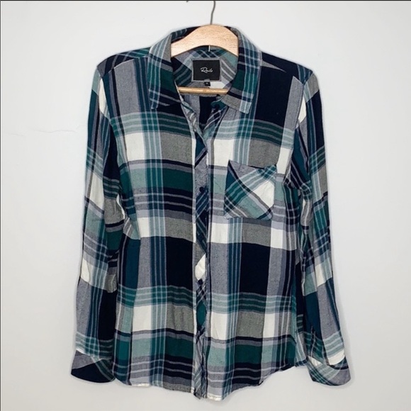 Rails Tops - Rails plaid blue green shirt button down